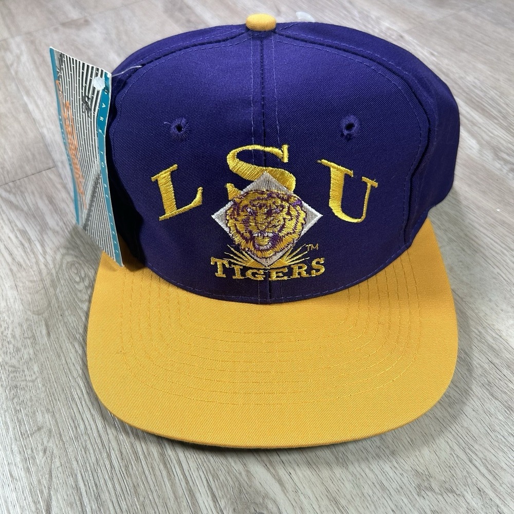 VTG LSU Tigers Snapback Hat NWT College Signatures Purple Yellow Cap